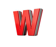 Vibrant Red Capital Letter W Gleams With Its Sleek Design Bold Font With Sharp Edges 3D Illustration png