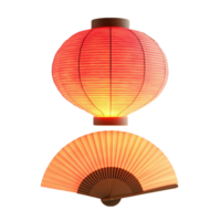 Decorative red paper lantern with a simple pattern illuminating a cozy space png