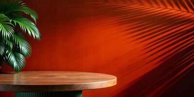 palm tree with empty table photo