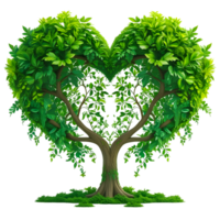Heart Shaped Tree with Lush Green Foliage and Symmetrical Design Digital Art png