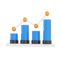 3D Growth Bar Chart with Data Trend Line - Business Analytics png