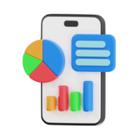 3D Mobile Analytics Dashboard with Pie and Bar Charts - Interactive Design png