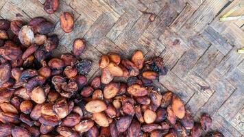 Cocoa beans or Chocolate Fruit are the seeds of the fruit of the cocoa tree or Theobroma cacao. Cocoa Fruit photo