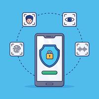 Cartoon biometrics authentication concept illustration vector