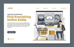 Flat design concept of online shopping Flat design website concept of online shopping and e-commerce. vector