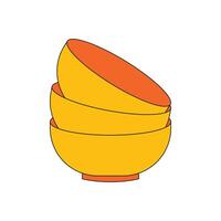 Illustration bowl stack unique design retro with blank background vector