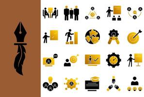 workshop icon set with elegant and professional design in gold and black colors, ideal for company branding or workshop services. etc. vector