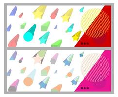 Abstract Geometric Banner Set, geometric shapes of circles, triangles, squares, and stars, ideal for business, digital promotions, social media, presentations, or website decoration. vector