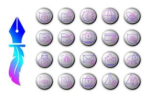 Set of cyber security icon illustrations with modern gradient colors, ideal for web and app design projects, promotional materials, cyber security, technology infographics, user interface elements. vector
