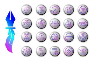 Set of environment icon illustrations with futuristic, modern and user-friendly gradient style. Ideal for web and app design, green nature conservation. etc. vector