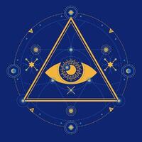 graphic of triangle and eye -eye of providence with element vector