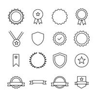 A collection of white symbols including stars, shields, and check marks vector