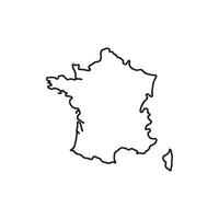 A line art map of France black and white outline vector