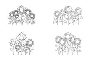 A set of four sunflowers in different shapes vector
