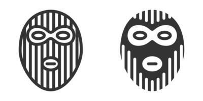 Striped gangster mask icon in bold black and outline styles, . vector