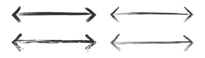 Brushstroke arrows pointing in both directions with texture. vector
