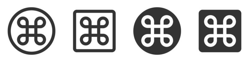 Command symbols displayed in circular and square designs. vector