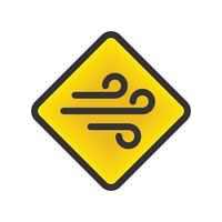 Wind warning sign icon with gradient for safety or weather. vector