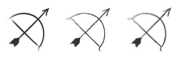 Bow and arrow sketched icon, symbolizing aim and focus. vector