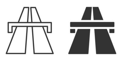 Highway road icons shown in filled and outlined versions. vector