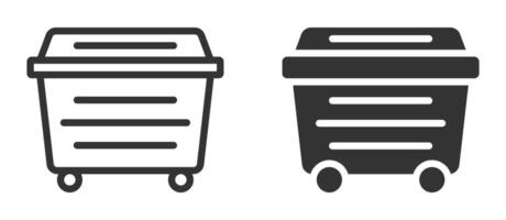 Trash bin icons in modern design for waste or recycling. vector