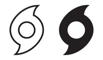 icon of a hurricane symbol in two color variations, representing storms, weather, or emergency alerts. Ideal for meteorology and safety themes. vector