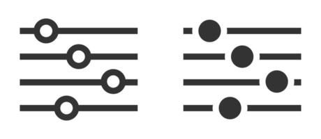Equalizer and sound control sliders in different designs, showcasing audio settings and balance concepts. illustration. vector