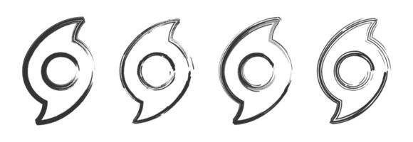 icon set of hurricane symbols with a distressed, grunge texture. Perfect for weather warnings or natural disaster themes. vector