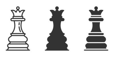 icon of a chess queen piece in multiple styles. vector