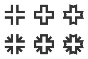Minimalist cross icon set, perfect for medical or religious themes. vector