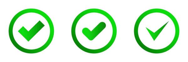 Green checkmark icons for approval or validation in a clean style. vector