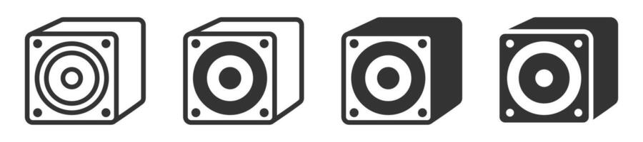 Minimalist subwoofer icon set in multiple styles. vector