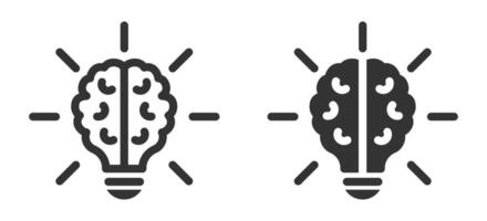 Brain light bulb icon symbolizing innovation and creative thinking. vector
