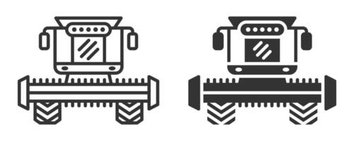 Simple combine harvester icon in two styles. vector