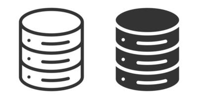 icon of a database stack in two color variations, representing data storage, servers, or technology. Ideal for IT and tech concepts. vector