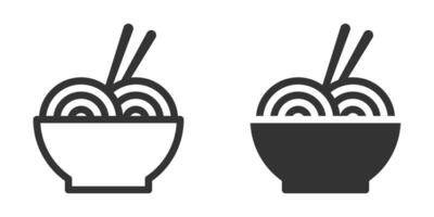 Simple noodle bowl icon with chopsticks. vector