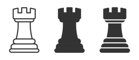 Chess rook icons presented in different styles, ideal for strategy, games, and competition themes. illustration. vector
