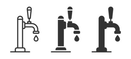 Set of beer tap icons with dripping design in various styles, . vector
