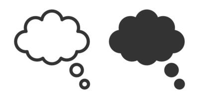 Thought bubble icons in bold black and outline styles, . vector