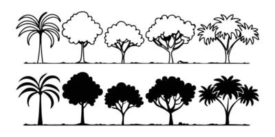 Silent Tree Silhouette Sketch vector