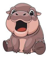 Cartoon hippo sitting and smiling vector
