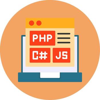 codificación idioma plano circulo estilo icono vector