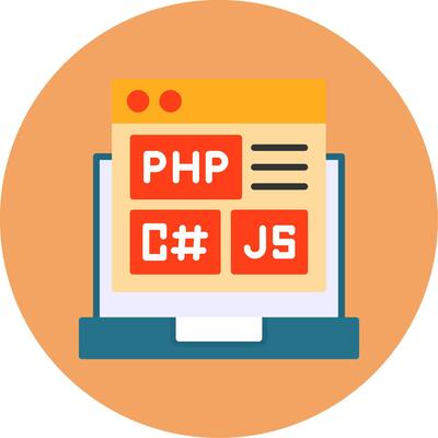 Coding Language Flat Circle Style Icon