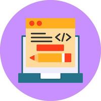 Edit Code Flat Circle Style Icon vector