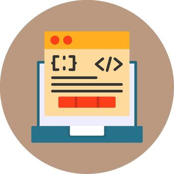 Code Processor Flat Circle Style Icon vector