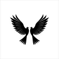 Silhouette of Two Birds in Flight, Symbol of Freedom vector