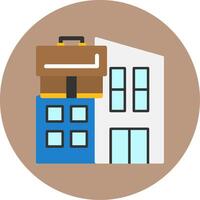 Business building Flat Circle Style Icon vector