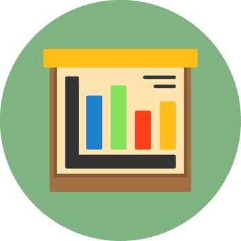 Chart Graph Flat Circle Style Icon vector