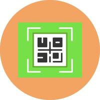 QR Code Flat Circle Style Icon vector