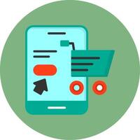Online shopping Flat Circle Style Icon vector